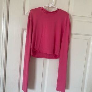 Pink Long Sleeve athletic Crop Top